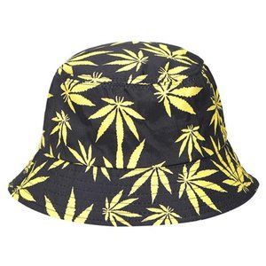 🔴 𝙎𝘼𝙇𝙀! 𝗟𝗔𝗦𝗧! 3️⃣ Pack Black and Yellow Leaf Design Bucket Hat